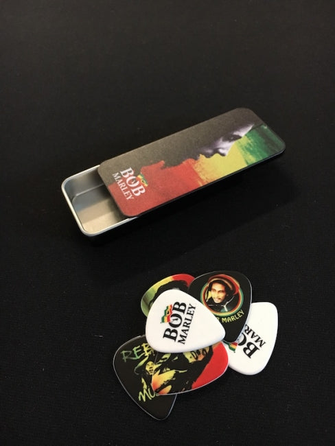 Dunlop Bob Marley Rasta Series Heavy plektrat tinalaatikossa - Aron Soitin