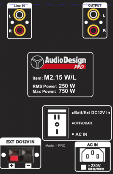 AUDIODESIGNPRO M2 15WL KANNETTAVA AKKUKÄYTTÖINEN AKTIIVIKAIUTIN +KAKSI LANGATONTA MIKKIÄ/USB/BT/SD - Aron Soitin