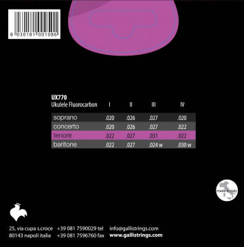 GALLI UX770 TENORIUKULELEN KIELET, FLUOROCARBON - Aron Soitin